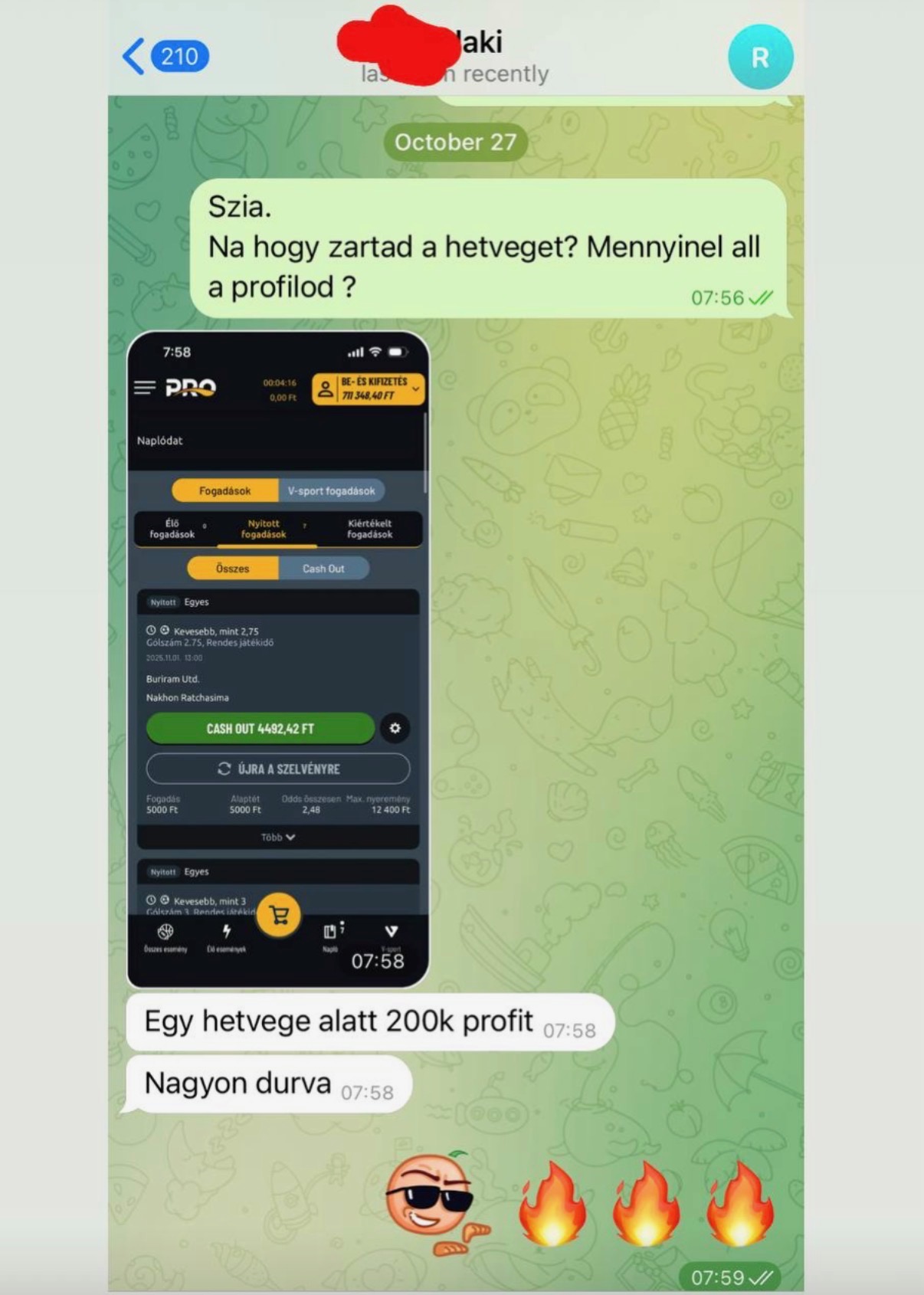 Telegram visszajelzés