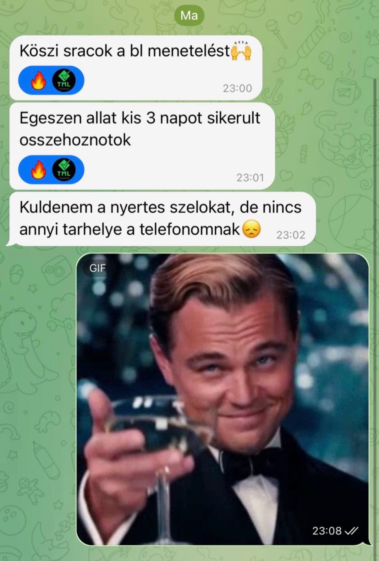 Telegram visszajelzés