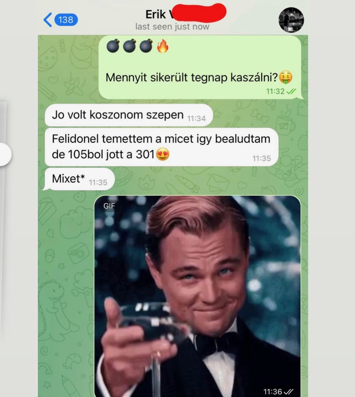 Telegram visszajelzés