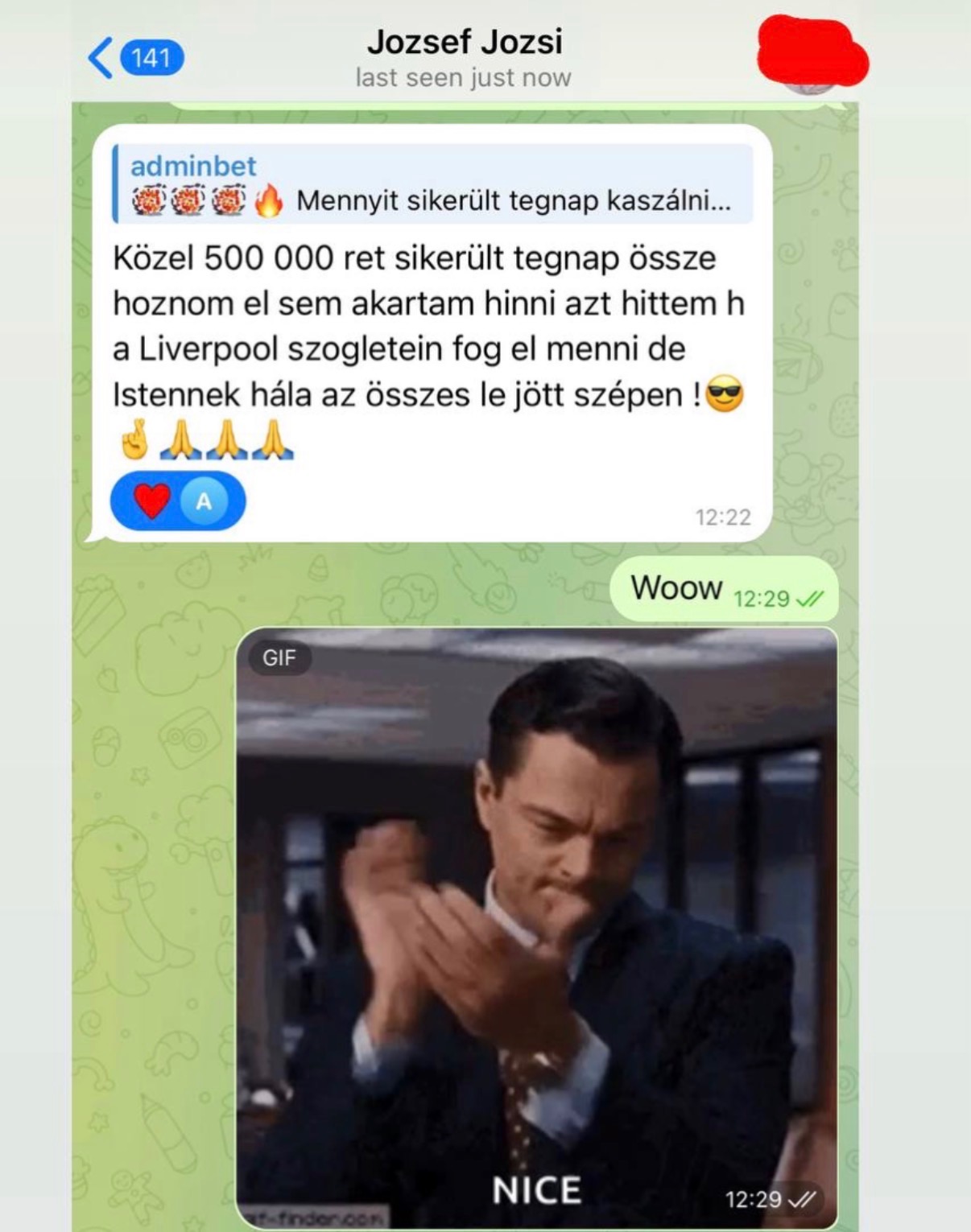 Telegram visszajelzés