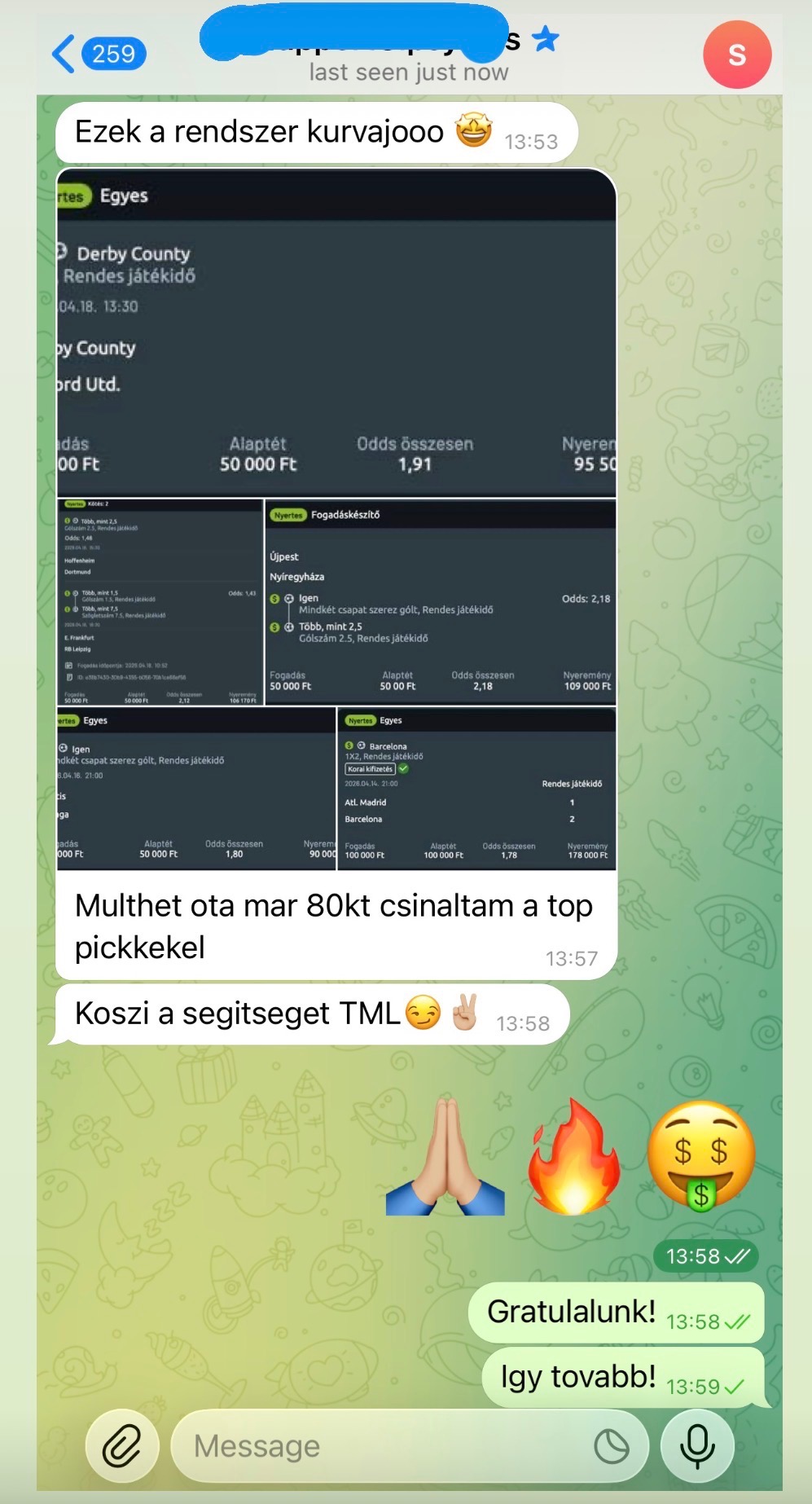 Telegram visszajelzés